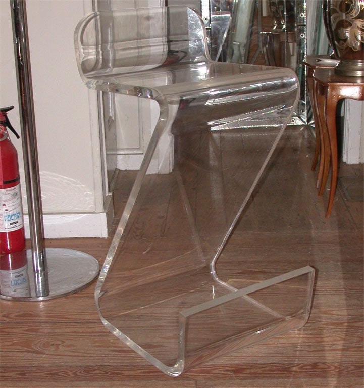Lucite "Z" Bar Stool by Gutterman
