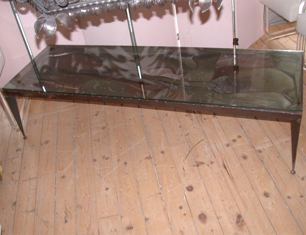 Iron Sculpted Base Coffee Table