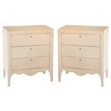 PAIR OF SMALL PARCHMENT DRESSERS / NIGHTSTANDS