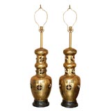 PAIR OF TALL BRASS URN TABLE LAMPS
