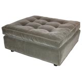 LARGE MOHAIR VELVET UPHOLSTERED OTTOMAN