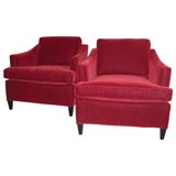 STUNNING PAIR OF CLUB CHAIRS IN A LUXURIOUS MOHAIR VELVET