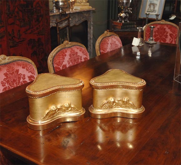 Pair of French Giltwood Pricket Stick Plinths
