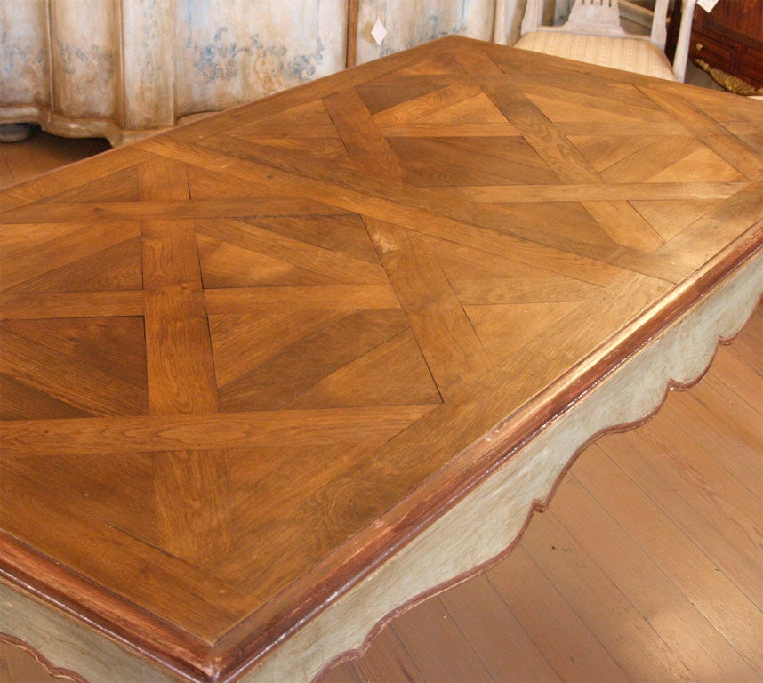 Versailles Parquet Top Dining Table In Good Condition For Sale In New Orleans, LA