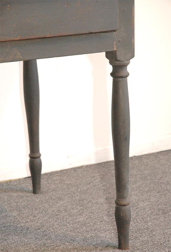 19THC ORIGINAL GREY PAINTED WORK TABLE FROM NEW ENGLAND 3