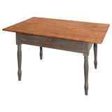 Antique 19THC ORIGINAL GREY PAINTED WORK TABLE FROM NEW ENGLAND