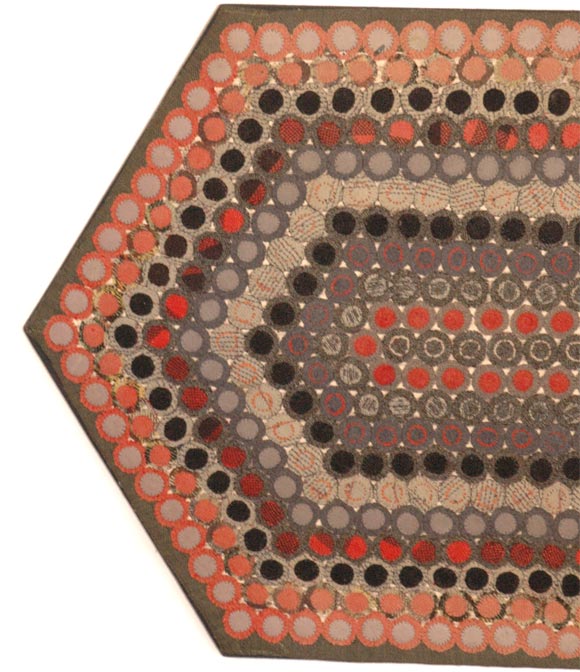 American 19THC WOOL PENNY RUG MOUNTED FROM PENNSYLVANIA IN GREAT COLORS