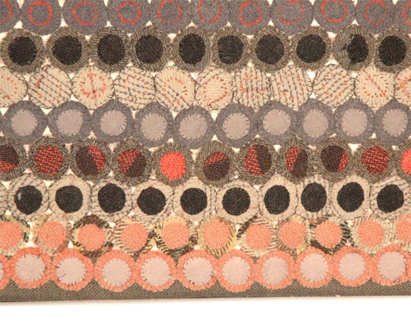 Wool 19THC WOOL PENNY RUG MOUNTED FROM PENNSYLVANIA IN GREAT COLORS