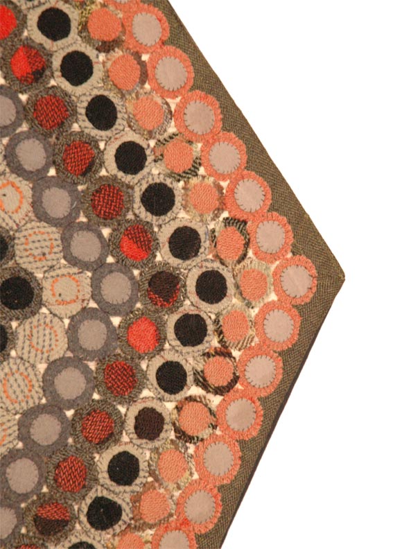 19THC WOOL PENNY RUG MOUNTED FROM PENNSYLVANIA IN GREAT COLORS 1