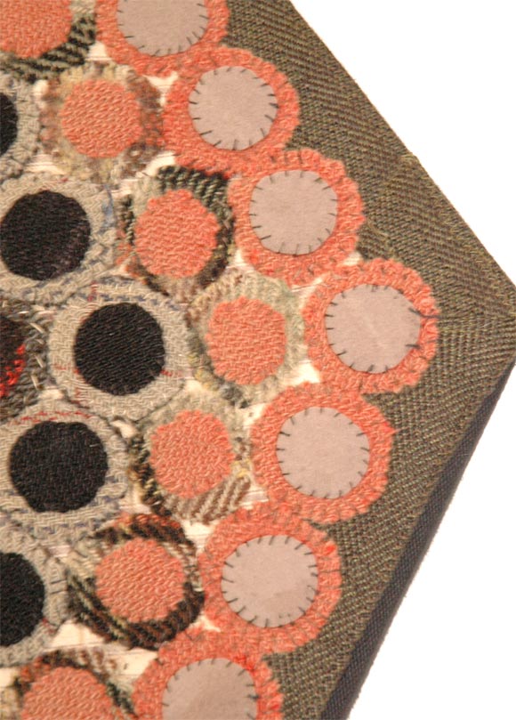 19THC WOOL PENNY RUG MOUNTED FROM PENNSYLVANIA IN GREAT COLORS 2
