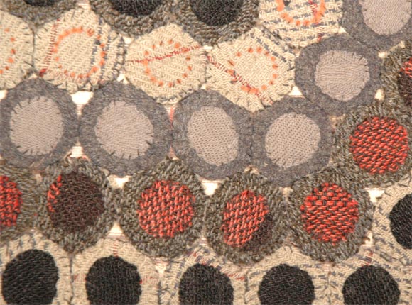 19THC WOOL PENNY RUG MOUNTED FROM PENNSYLVANIA IN GREAT COLORS 3