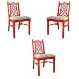 Retro Set of Four Wooden Chairs in Bamboo Regency Style