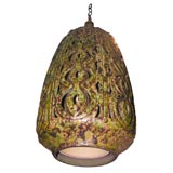Vintage Reticulated Ceramic Hanging Light Fixture