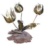 Atomic Brass Flower Sculpture