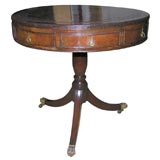 Antique Mahogany leather top drum table