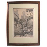 Central Park signed original etching Otto Wackernagel 1885-1969