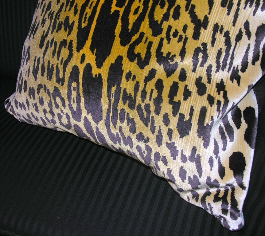 Contemporary Pair of Scalamandre Leopard Silk Velvet  26 Inch Pillows