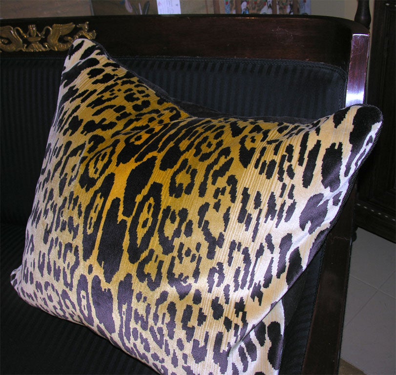 Pair of Scalamandre Leopard Silk Velvet  26 Inch Pillows 1