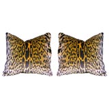 Pair of Scalamandre Leopard Silk Velvet  26 Inch Pillows