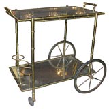 Brass Faux Bamboo Bar Cart