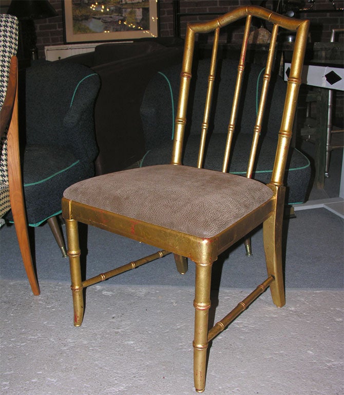 Set 4 Faux Bamboo Chairs Gold Leaf Finish
