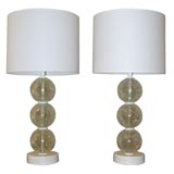Pair of Glass Ball Lamps - Parzinger Style