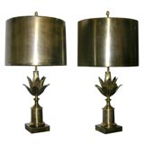 Fine pair of brass "Lotus" lamps by Maison Charles