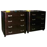 Pair of Dark Mahogany 4 Drawer Dressers