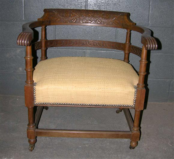 Eastlake style walnut arm chair 1