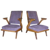 A Pair of Burled Elm and Fruitwood Chairs