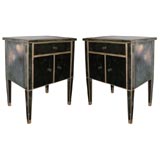 Vintage Pair of smoked mirror side tables