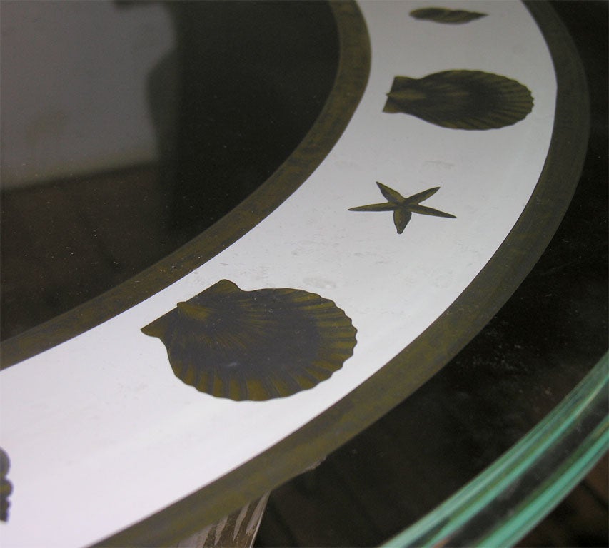 Pair of small round gueridons style round tables on dolphin base 2