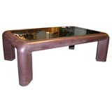 "Mark II" Coffee Table in Aubergine Leather by Karl Springer