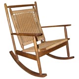 Vintage Rocker in Teak with Woven Seat and Back