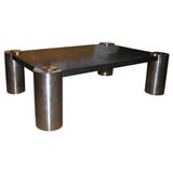 Coffee Table in Black Granite and Metal Legs by Karl Springer