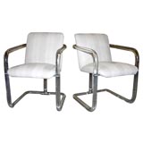 Pair of Lounge Chairs with Tubular Lucite Frames