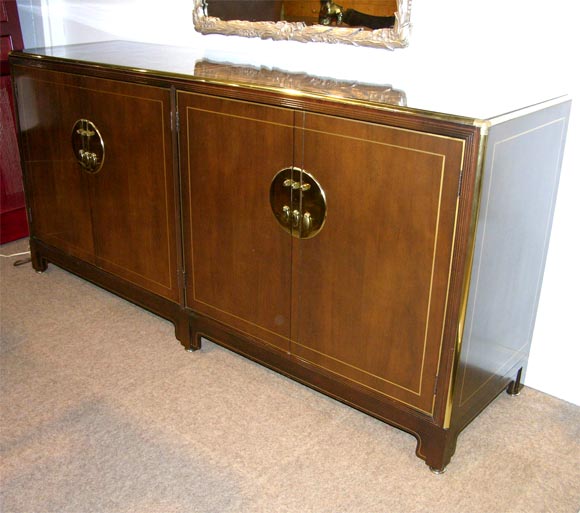 Elegant Credenza in Walnut with Chinese Hardware by Baker