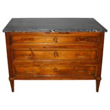 Antique Louis XV Walnut Commode with black marble top