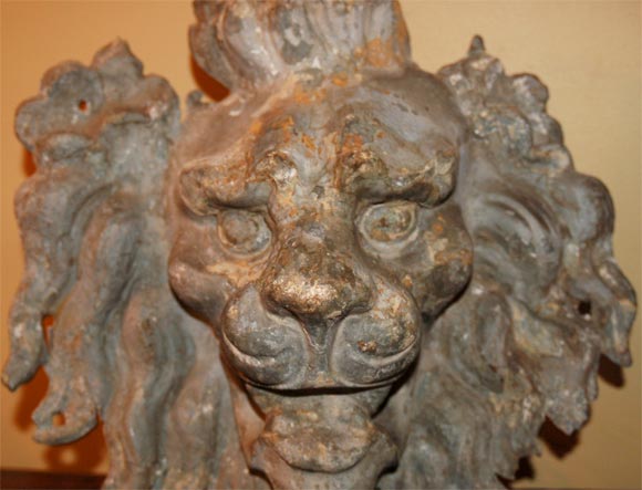 Pair of Zinc Lion's Head