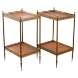 Pair of chic leather side tables by Maison Baguès