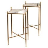 Pair of chic gilt bronze and mirror side tables by Maison Baguès