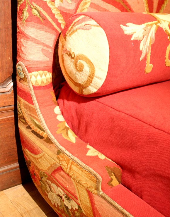 Pair of Aubusson Tapestry Covered Sleigh Beds 1