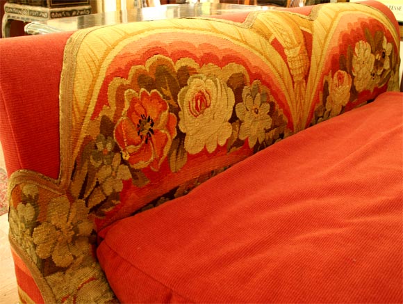 Pair of Aubusson Tapestry Covered Sleigh Beds 2