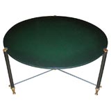 Leleu green lacquered, gun and gilt metal table