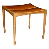 A leather and wood stool by Bernt, Danish