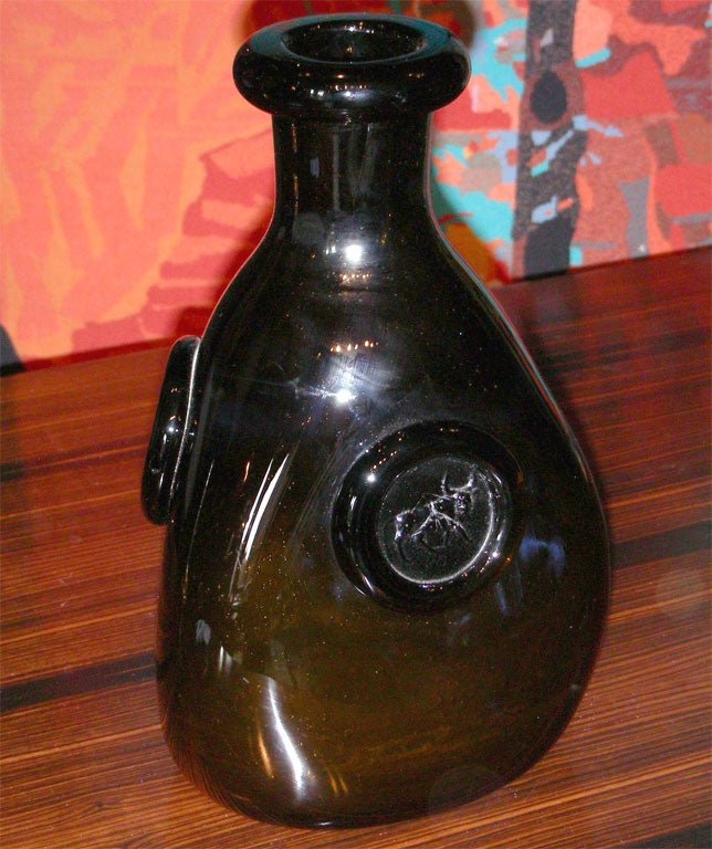 Swedish A brown glass bottle by Eric Hoglund Sweden, C 1960 For Sale