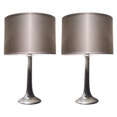 Pair of silvered table lamps by Paul Belvoir, English