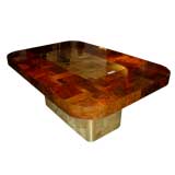 Paul Evans Burr wood and Brass dining table. c.1970.