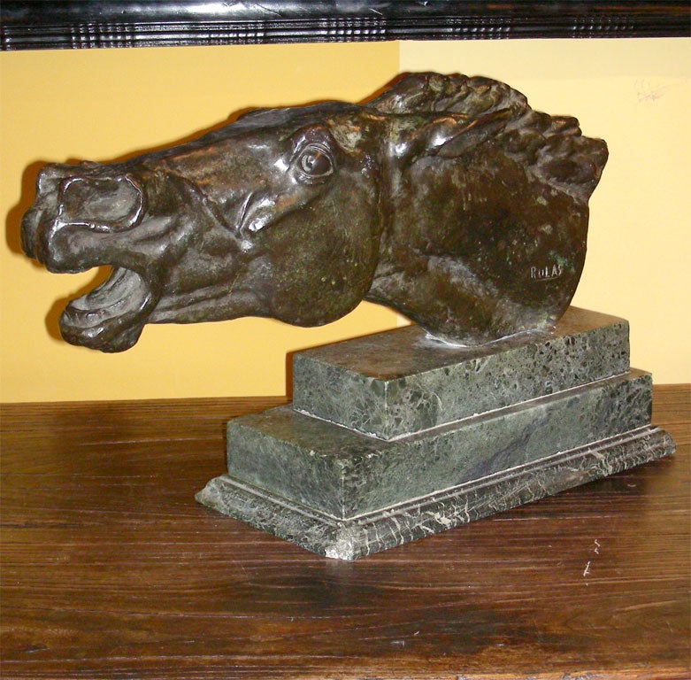French Art Deco Bronze Horse Head  Sculpture.