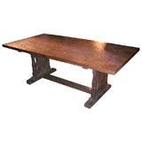 Vintage Oak Armorial Table by Robert Thompson